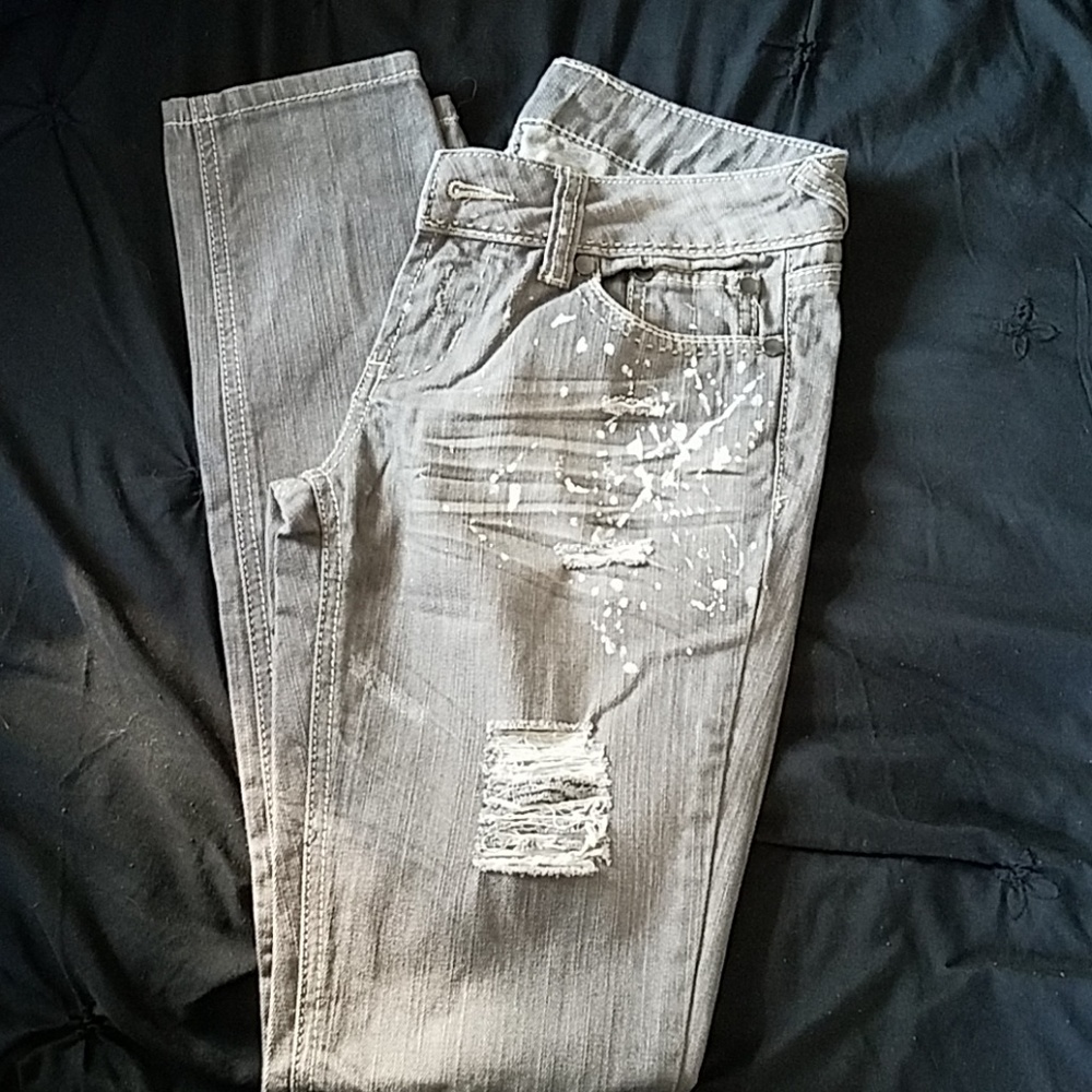 Gray Delia's Distressed Jeans